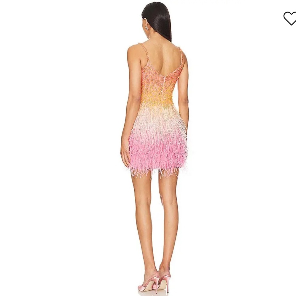 Nadine Merabi Cassie Sunset Feather Mini Dress - Picture 5 of 11